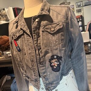 Embroidered Gray Denim Jacket